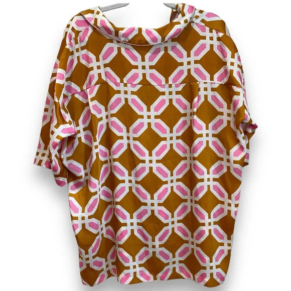 ZARA Geo Pajama Style Top Lounge Wear Blogger Favorite Retro Mod Size Small - Picture 4 of 7